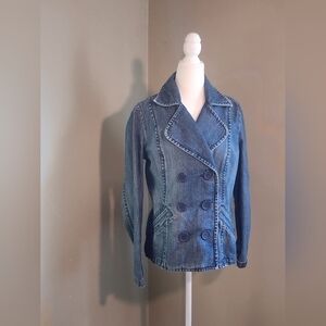 Liz Claibrone Button Up Denim Jacket Vintage Y2K Womens Size Medium